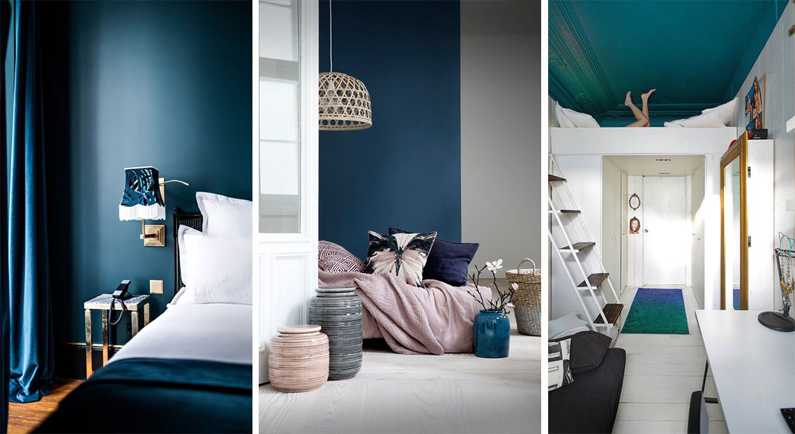 décoration chambre bleu canard peinture plafond - blog décoratrice interieur - clemaroundthecorner