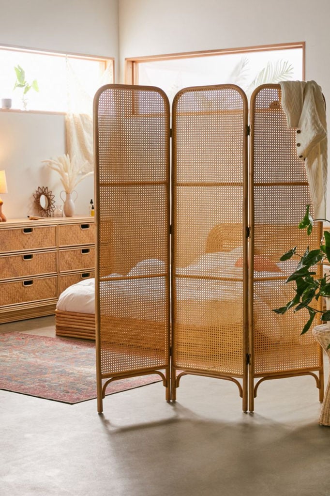 panneau amovible fibres naturel marron clair chambre esprit nature