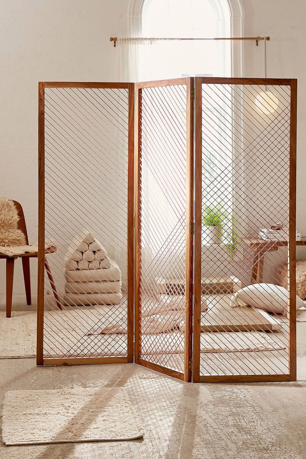 paravent géométrique trois panneau bois acacia déco moderne tendance
