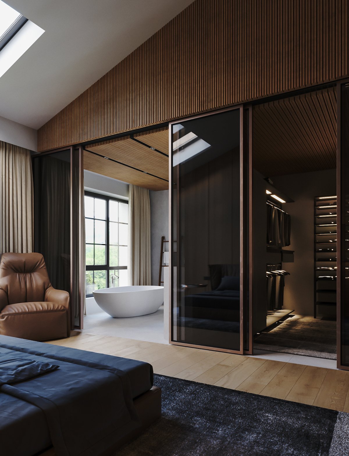 chambre ouverte salle de bain dressing - blog déco - clem around the corner