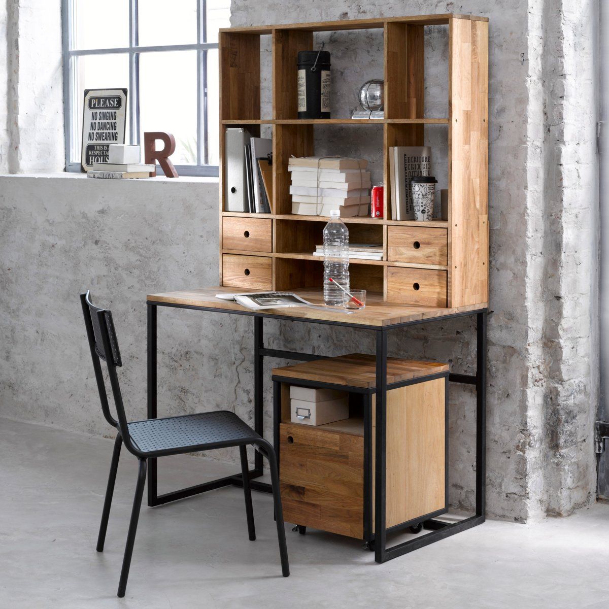 aménagement déco chambre ado garcon style loft industriel bureau métal - clem around the corner