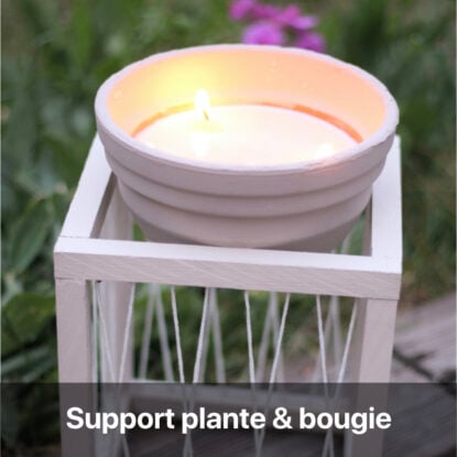 comment fabriquer faire support bois ficelle corde bougie parfumée plante terrasse