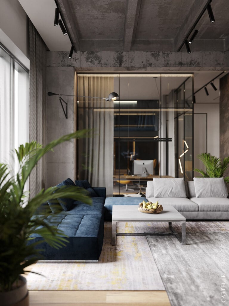loft à Moscou verrière béton acier - blog décoration - clem around the corner