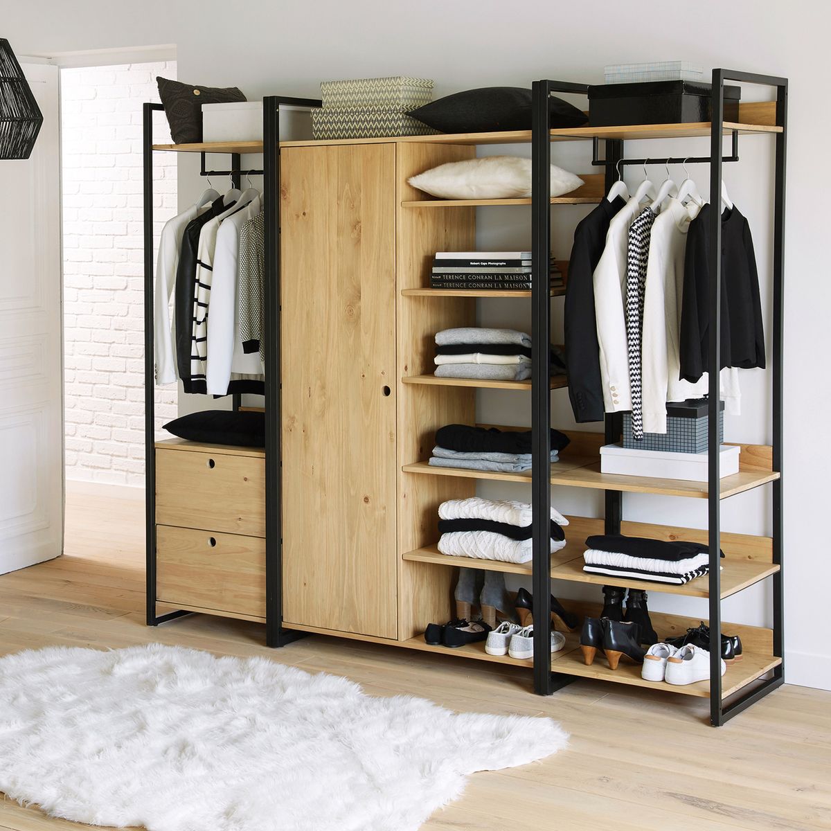 meuble chambre adolescente fille dressing modulable penderie ouverte métal bois