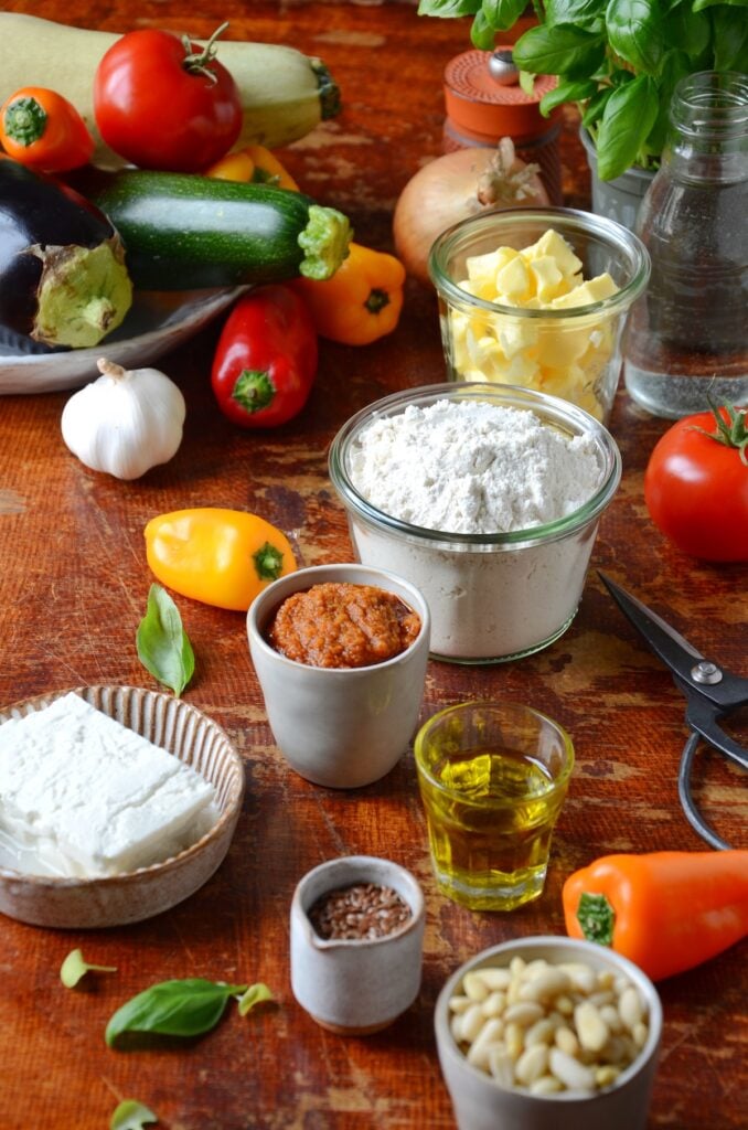 ingredient tarte salée été apéro fête poivron courgette aubergine