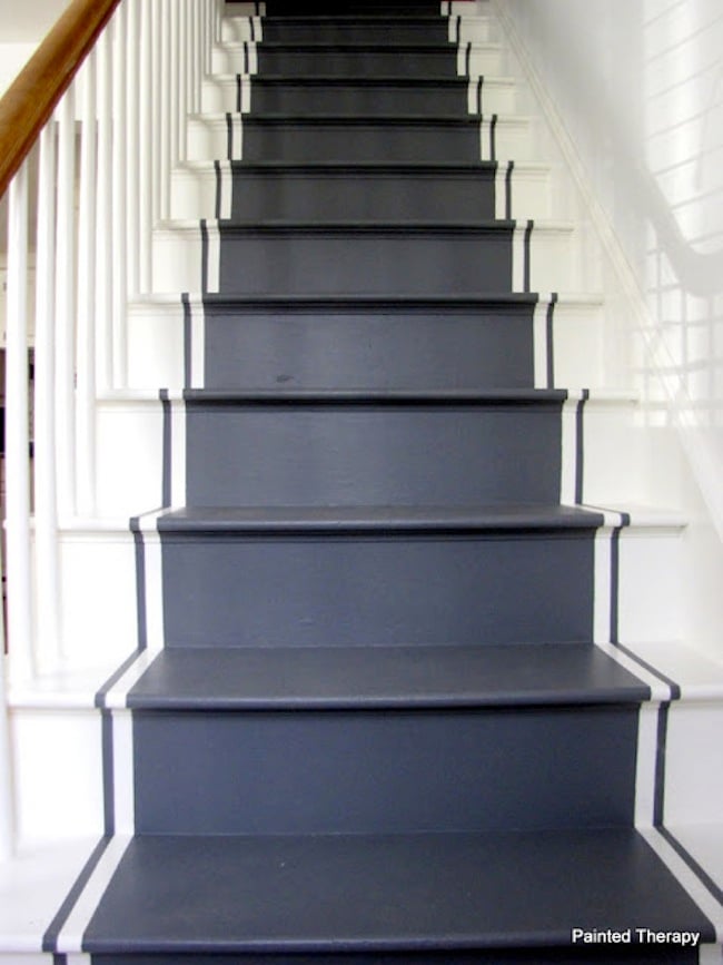 contremarche décorative peinture marche bicolore effet tapis