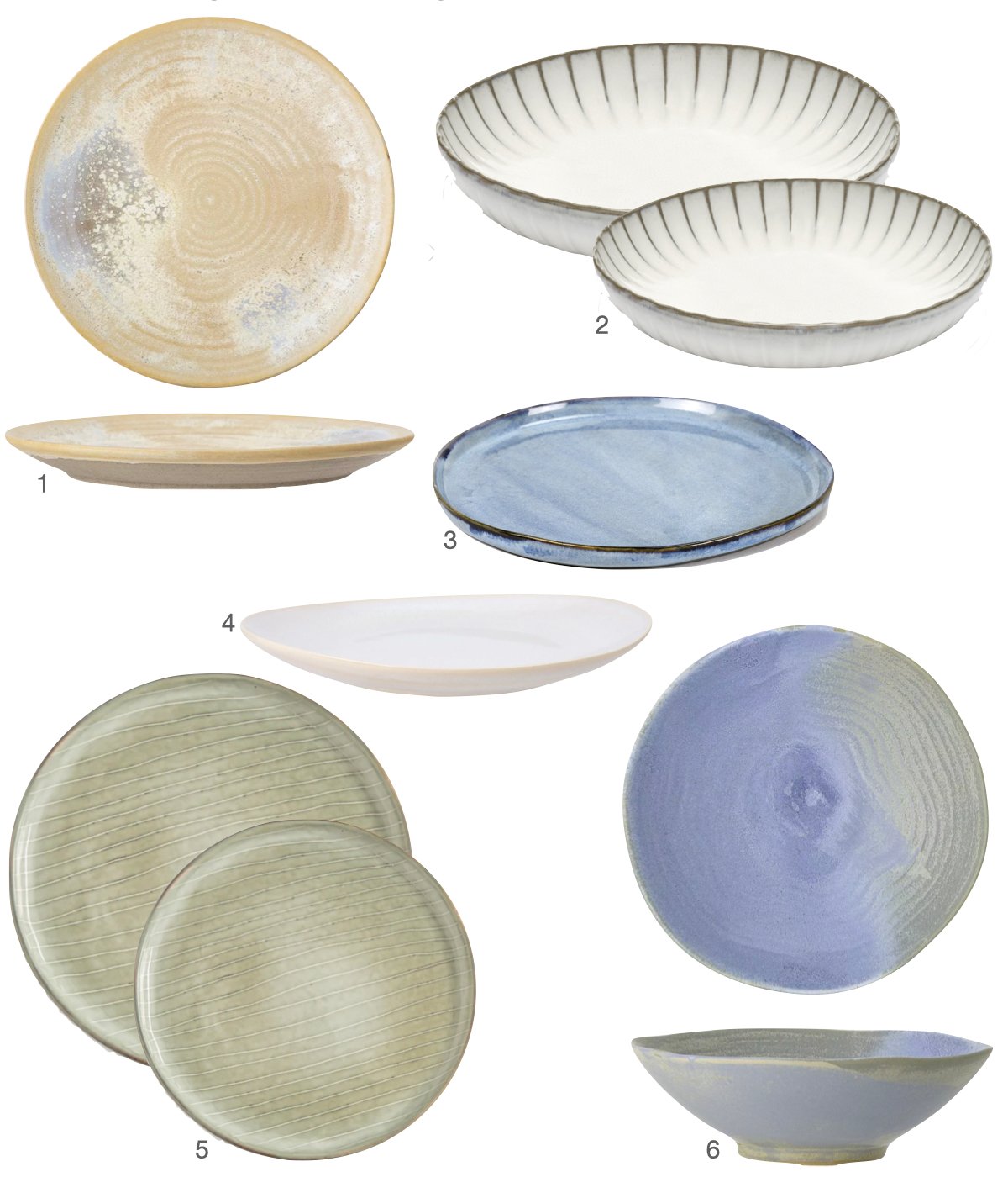 shopping list assiette plate creuse grès naturel