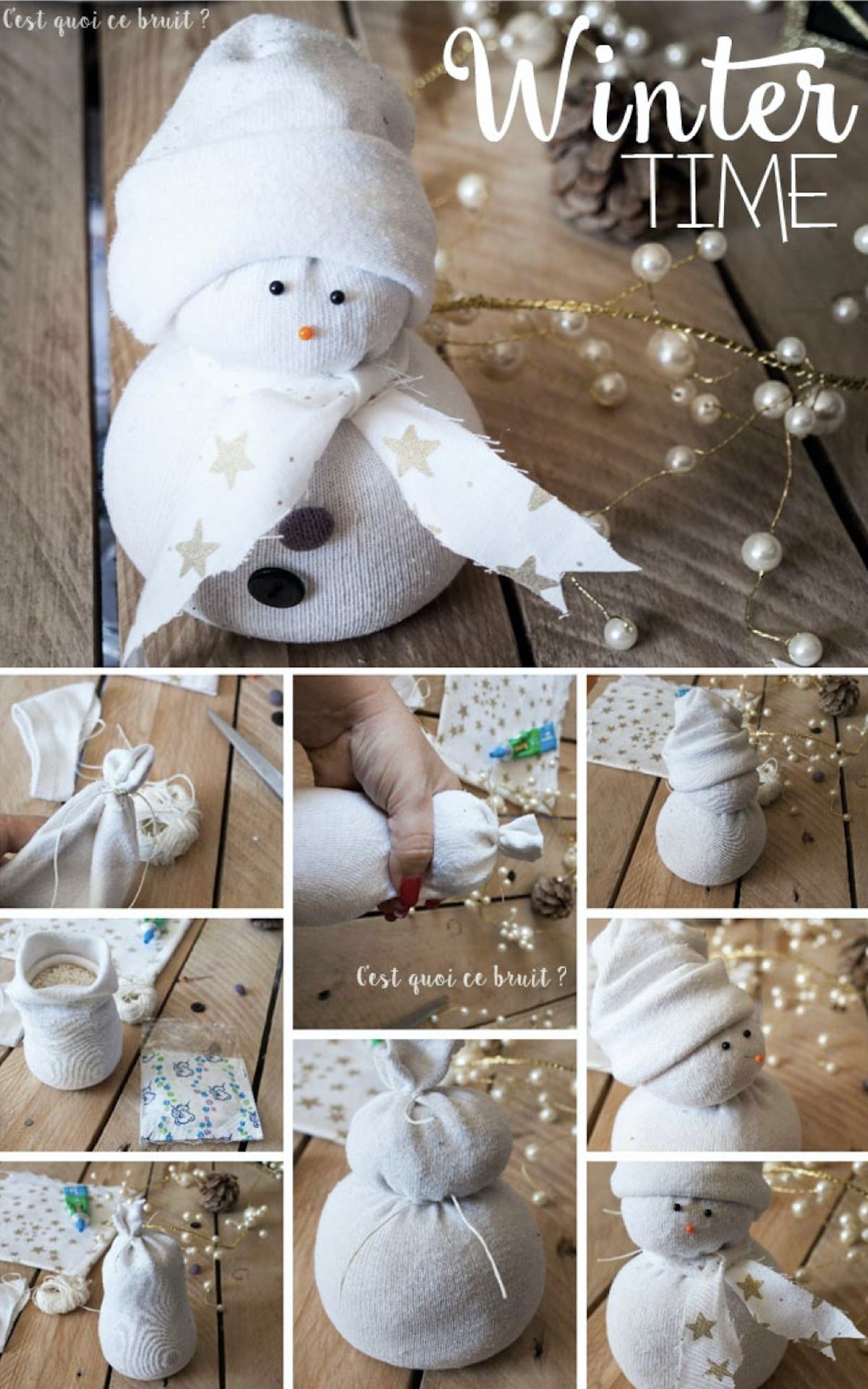 tutoriel bonhomme de neige chaussette riz décoration fête - clematc