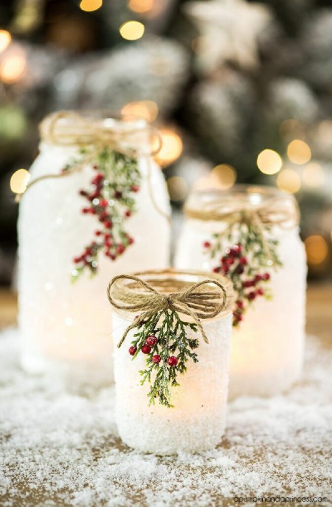 photophore effet neige deco hiver bougie ficelle fibres naturelles blog deco