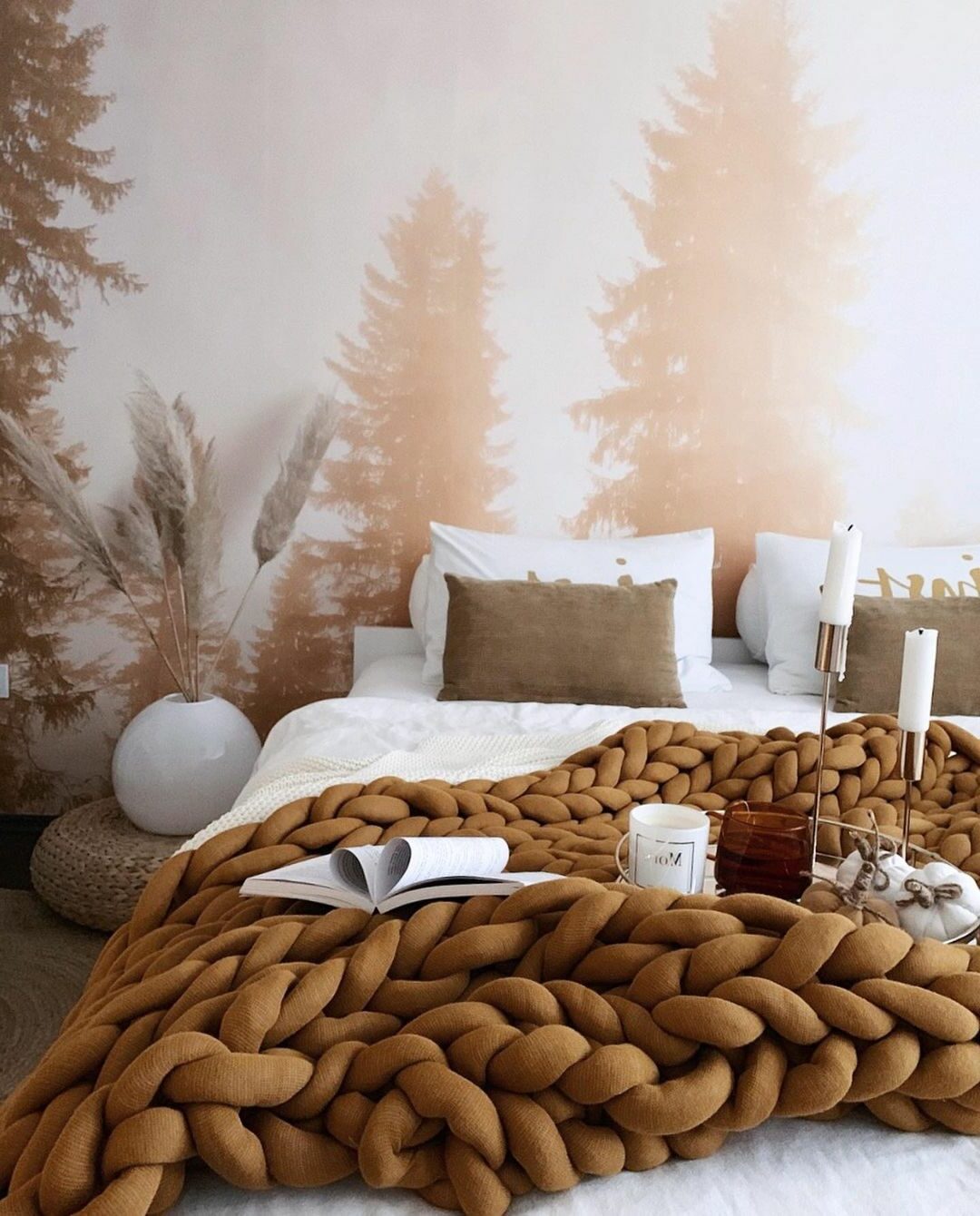 papier peint panoramique xxl trompe oeil foret sapin