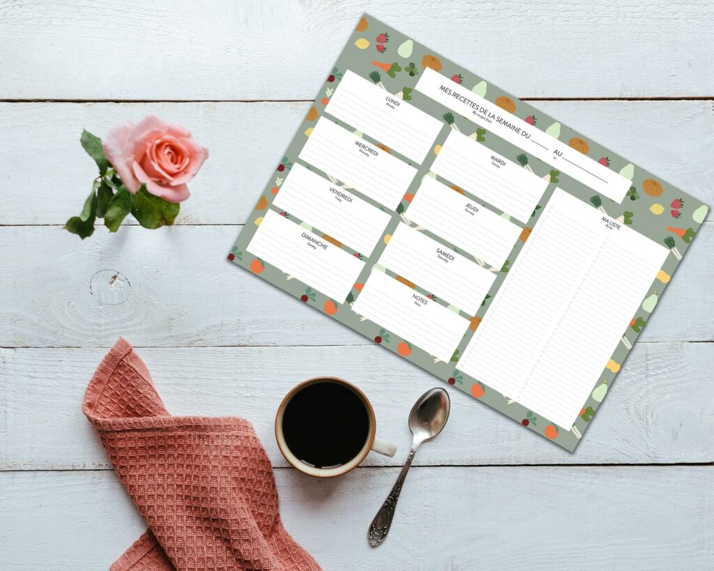 papeterie originale en ligne eshop carnet planning repas mural frigo joli