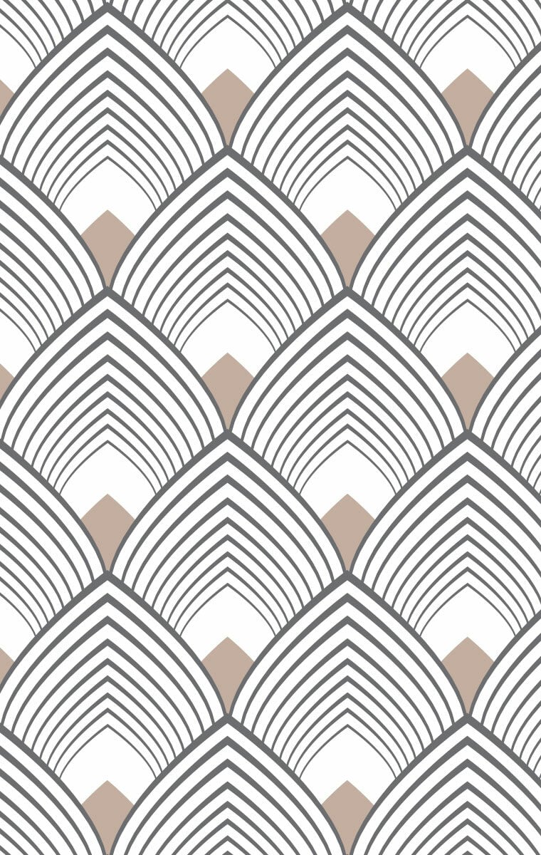 motif néo art déco éventail chevron palmier or beige noir
