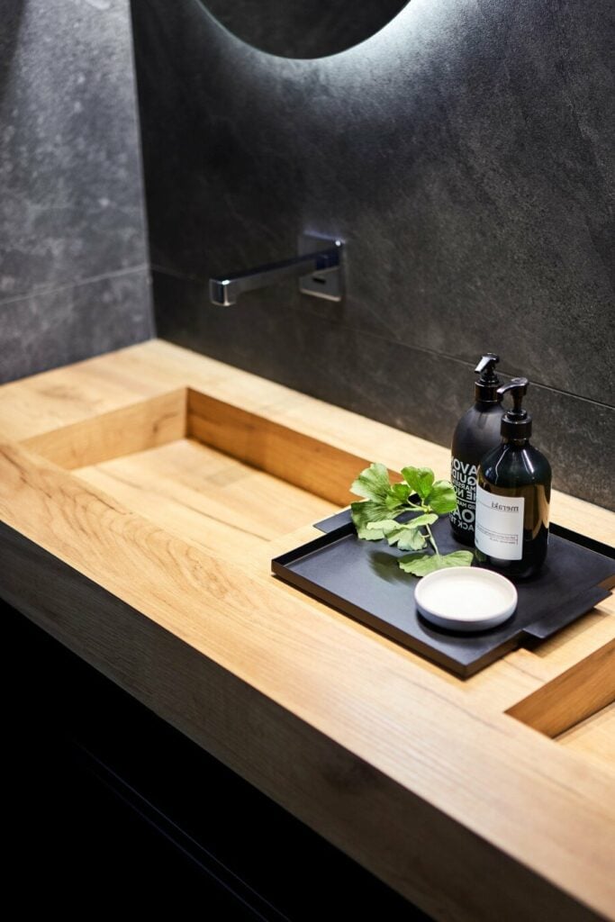 vasque salle de bain effet bois trompe oeil - blog déco