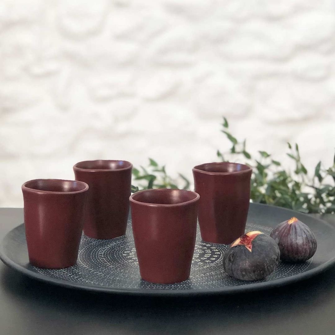 tasse à café expresso petite ronde rouge création artisanale