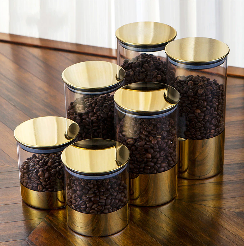 bocaux conservation verre laiton idée rangement aliment cuisine taille différente