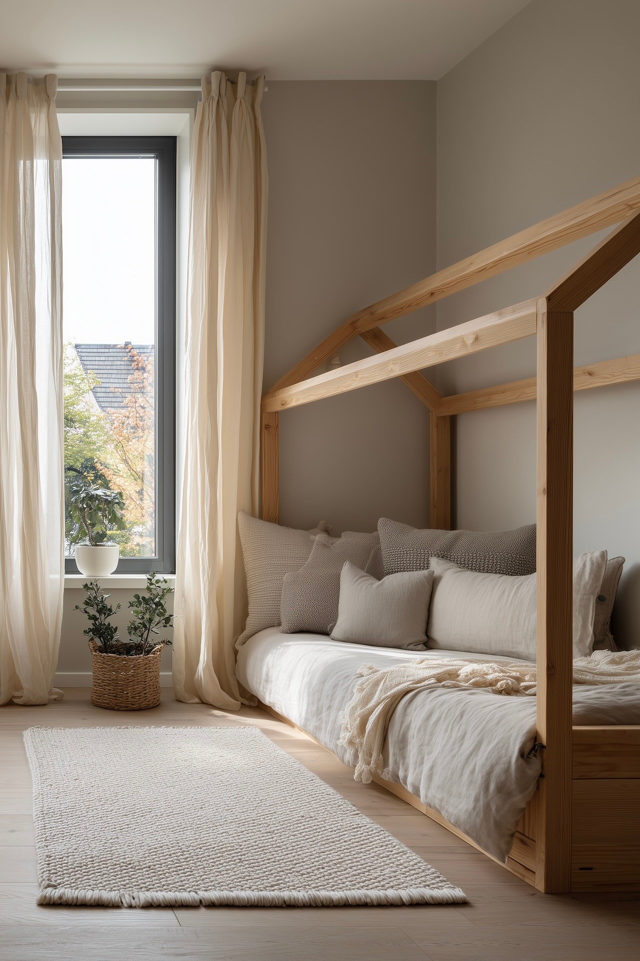 lit cabane intérieur chambre enfant forme maisonnette