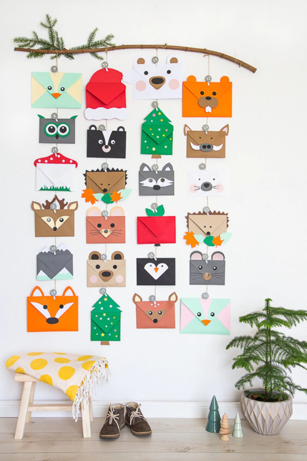 calendrier enveloppe animal coloré deco enfant
