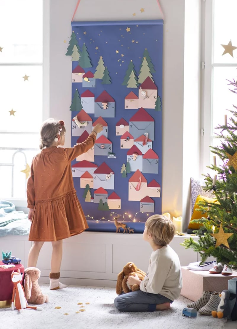 enveloppe deco noël salon sapin étoiles dorées