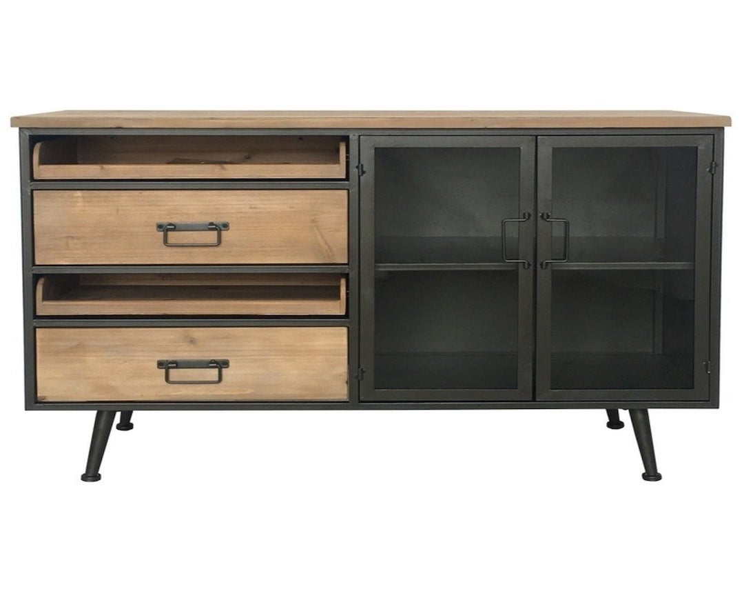 bahut enfilade commode industriel mélange campagne bois fer