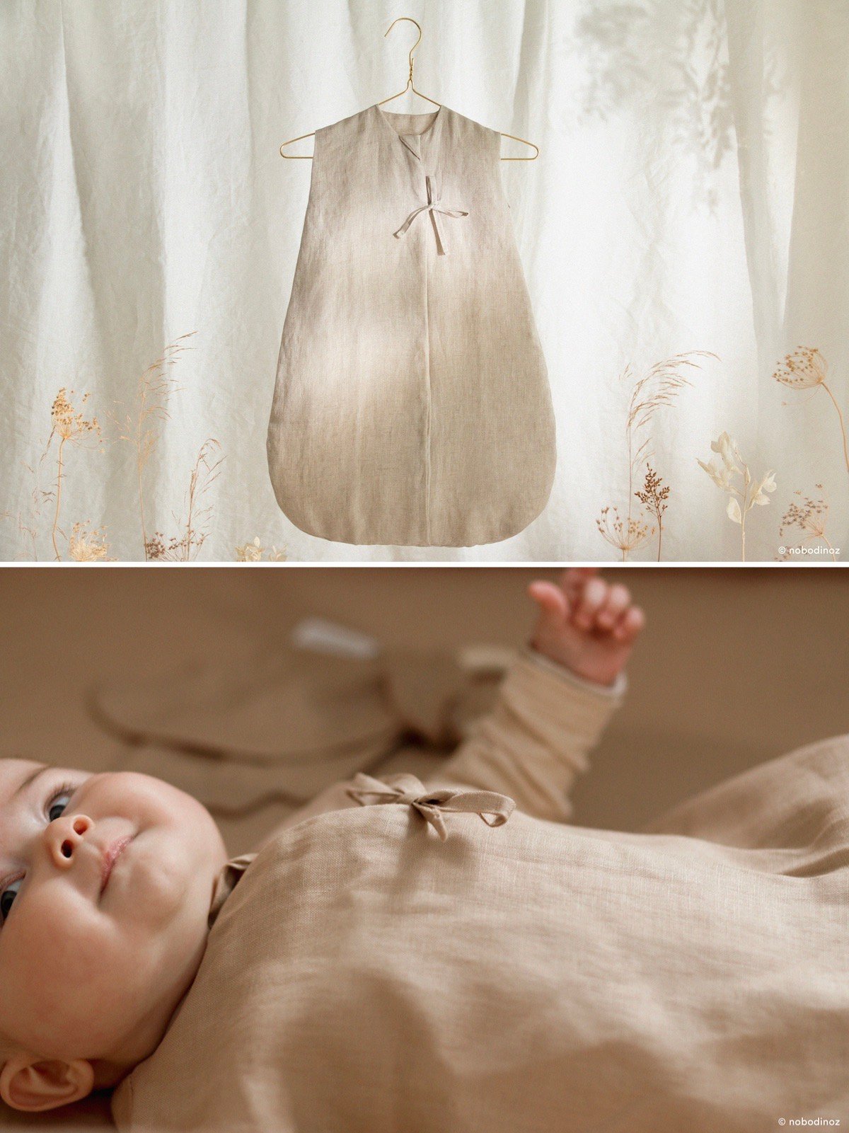 gigoteuse barboteuse lin bébé unisexe beige non genré