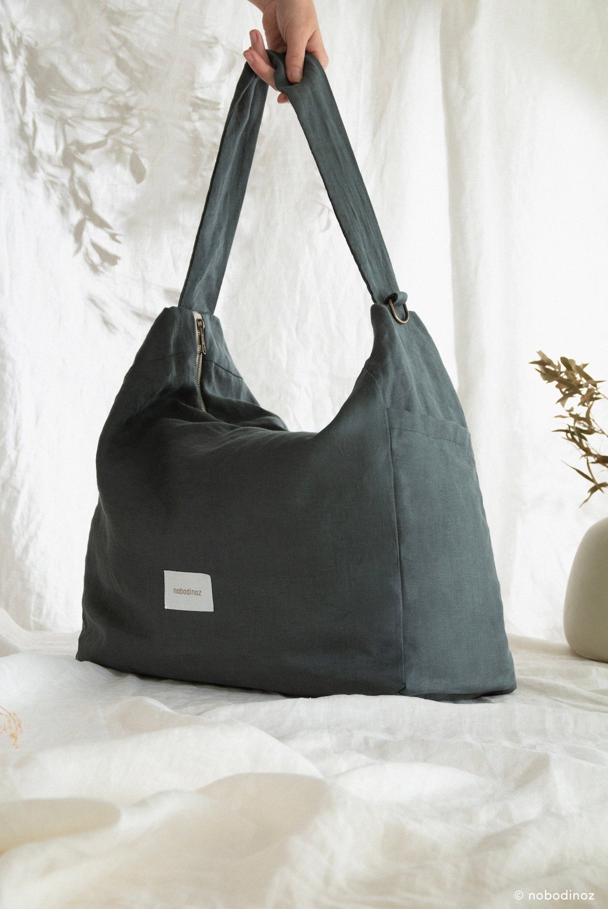 sac à langer lin bébé attache poussette rangement fonctionnel Nobodinoz