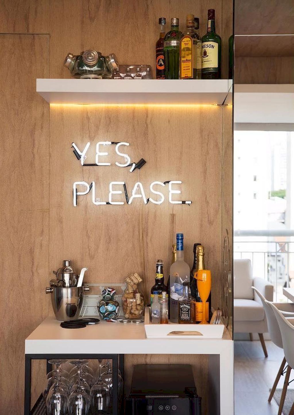 cuisine ouverte champêtre épurée moderne neon blanc