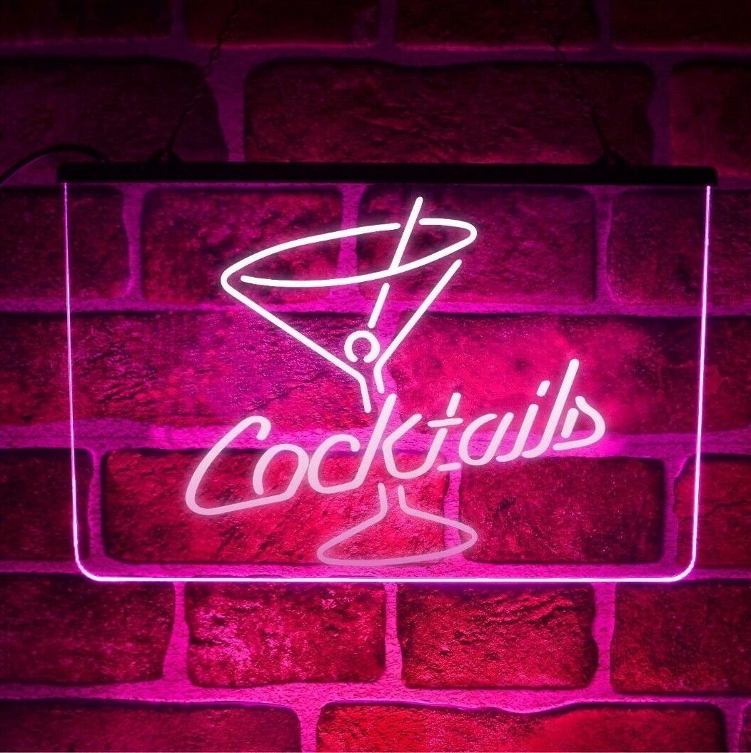 neon rose fluo deco cuisine branchée tendance mur brique