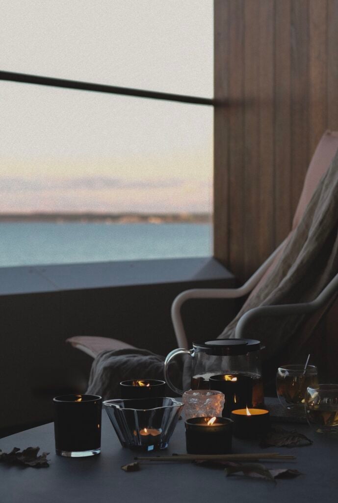 balcon vue mer hiver bougeoir Alvar Aalto Iittala