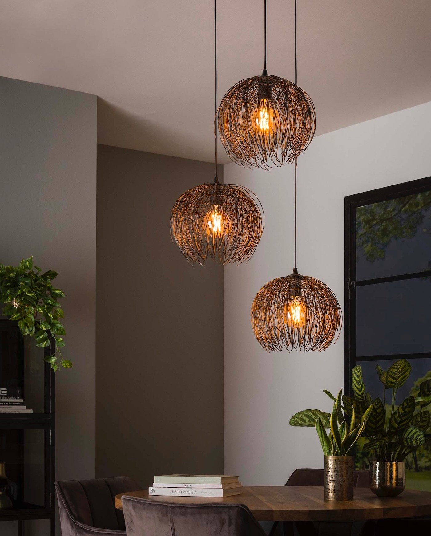 lustres suspensions design bambou métal