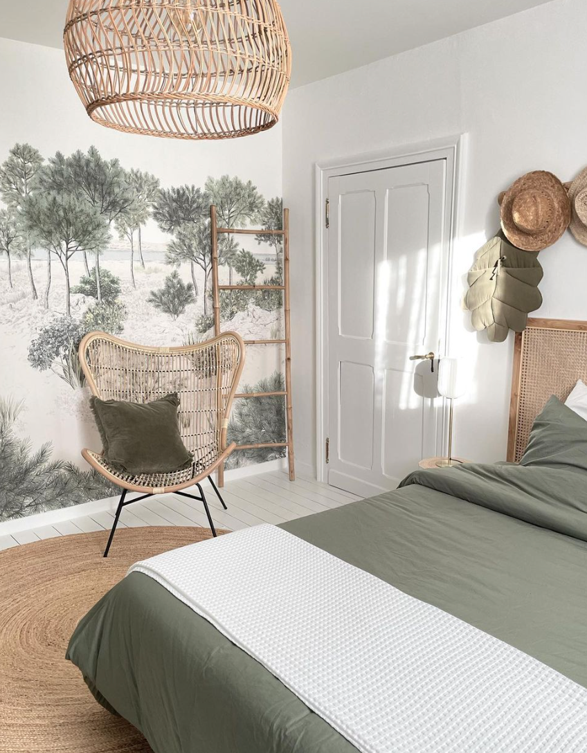 chambre d'ami vert sauge deco nature