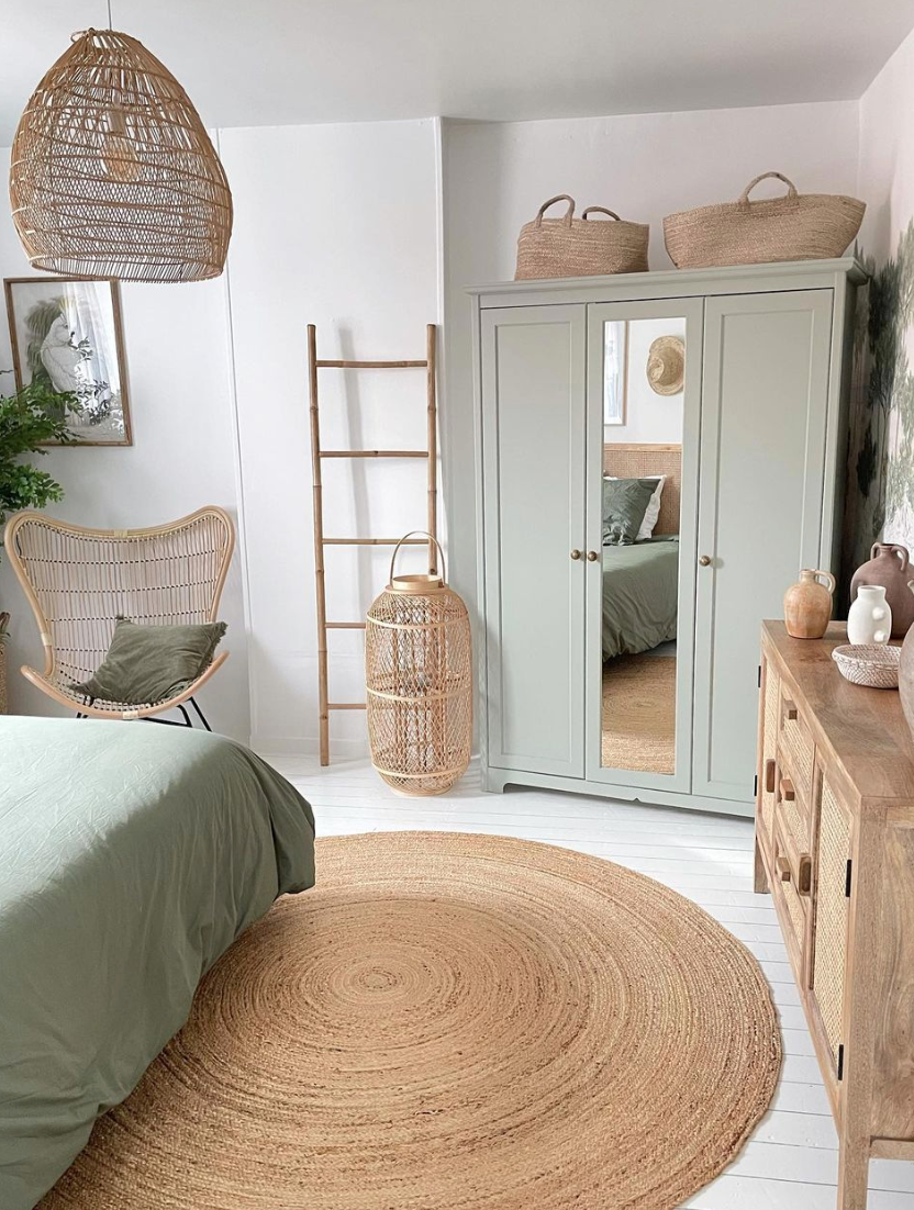 chambre slow life kaki rotin MyyHome Emmy
