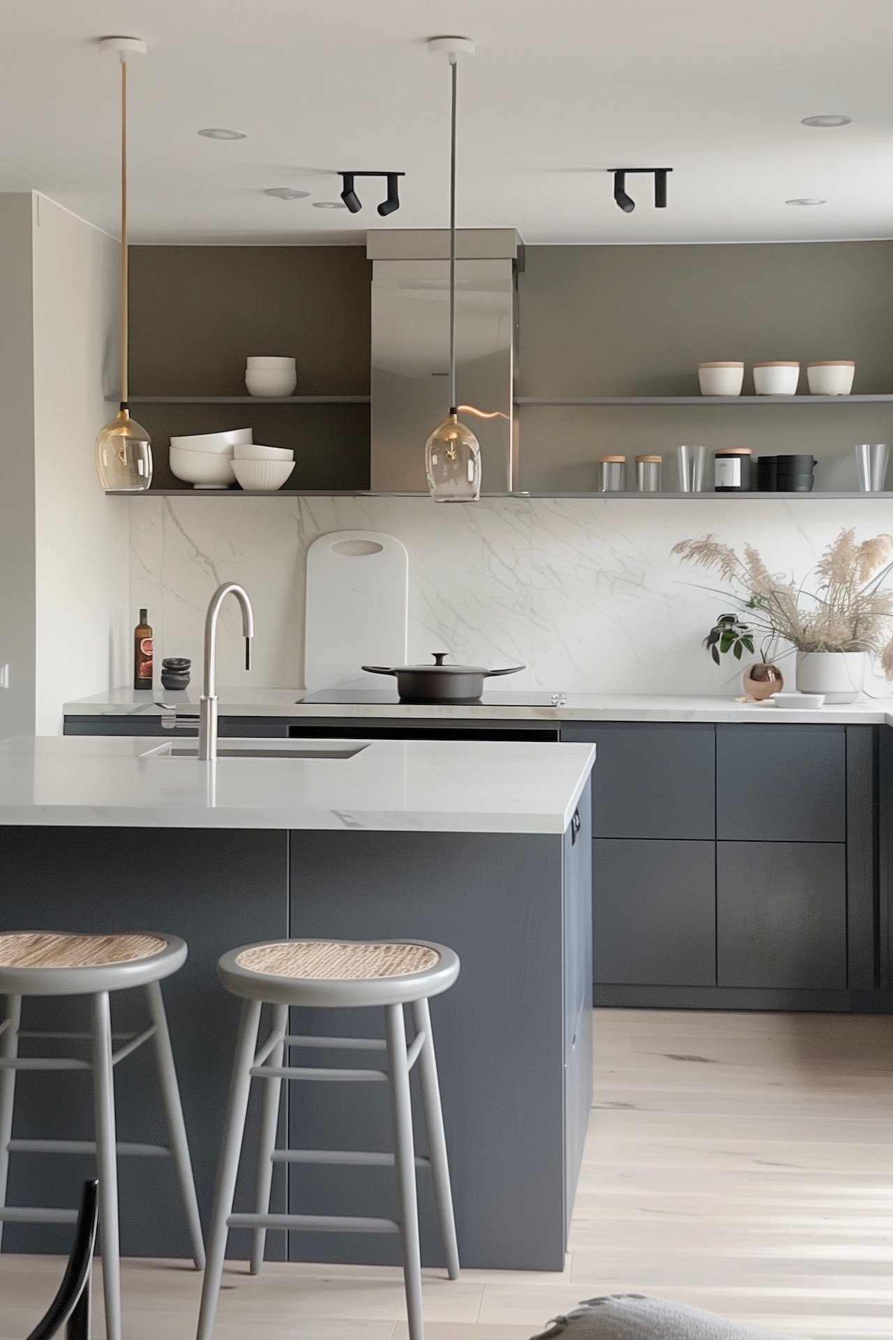 Repeindre cuisine laquée violette en gris