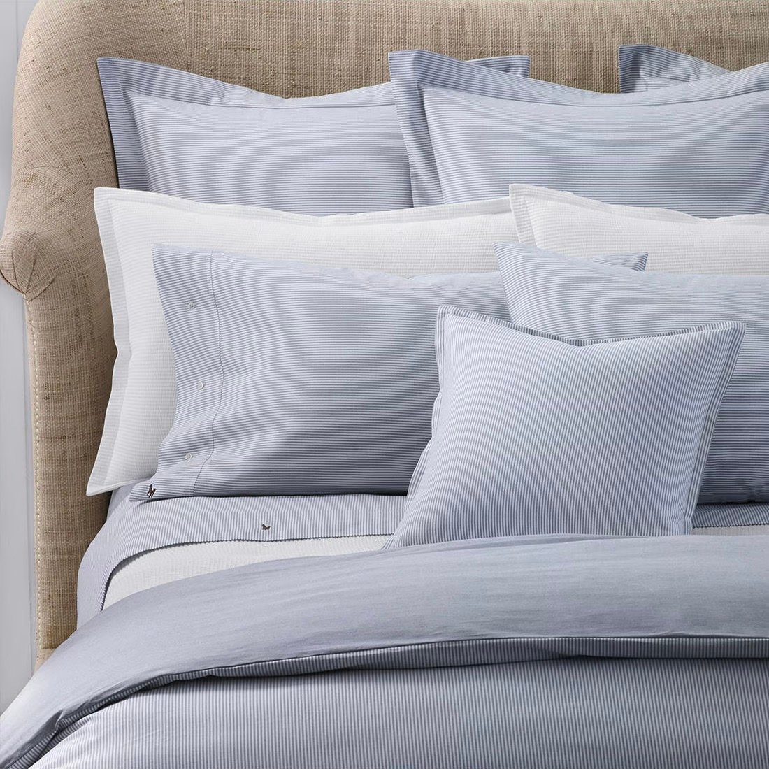 housse de couette bleu blanc rayures