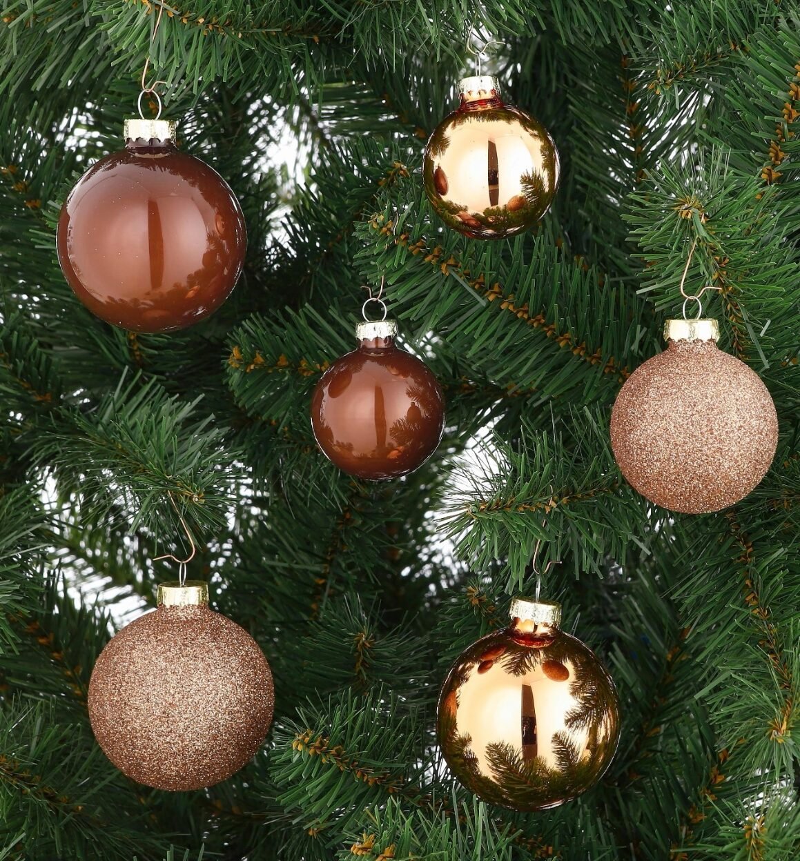 deco boule marron doree sapin noel