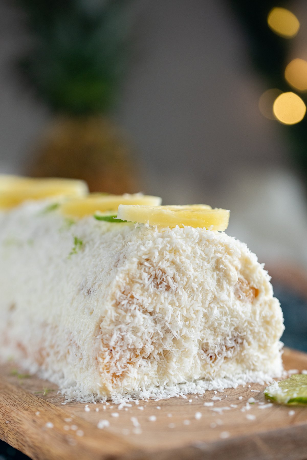 recette Noël fruit frais bûche ananas coco citron vert