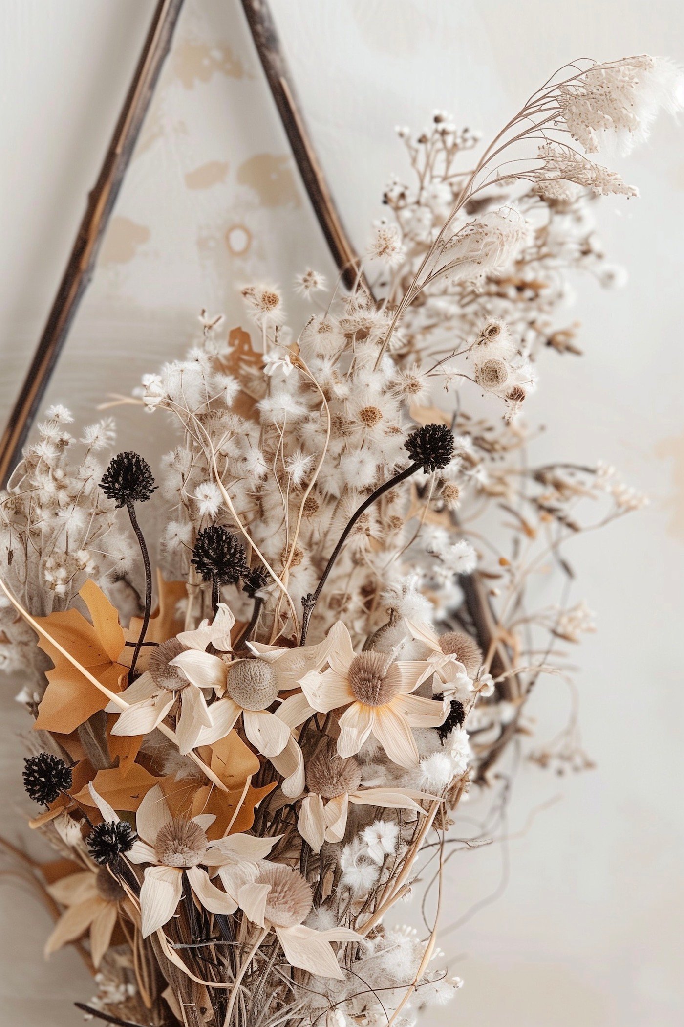 déco murale bouquet fleurs séchées blanc