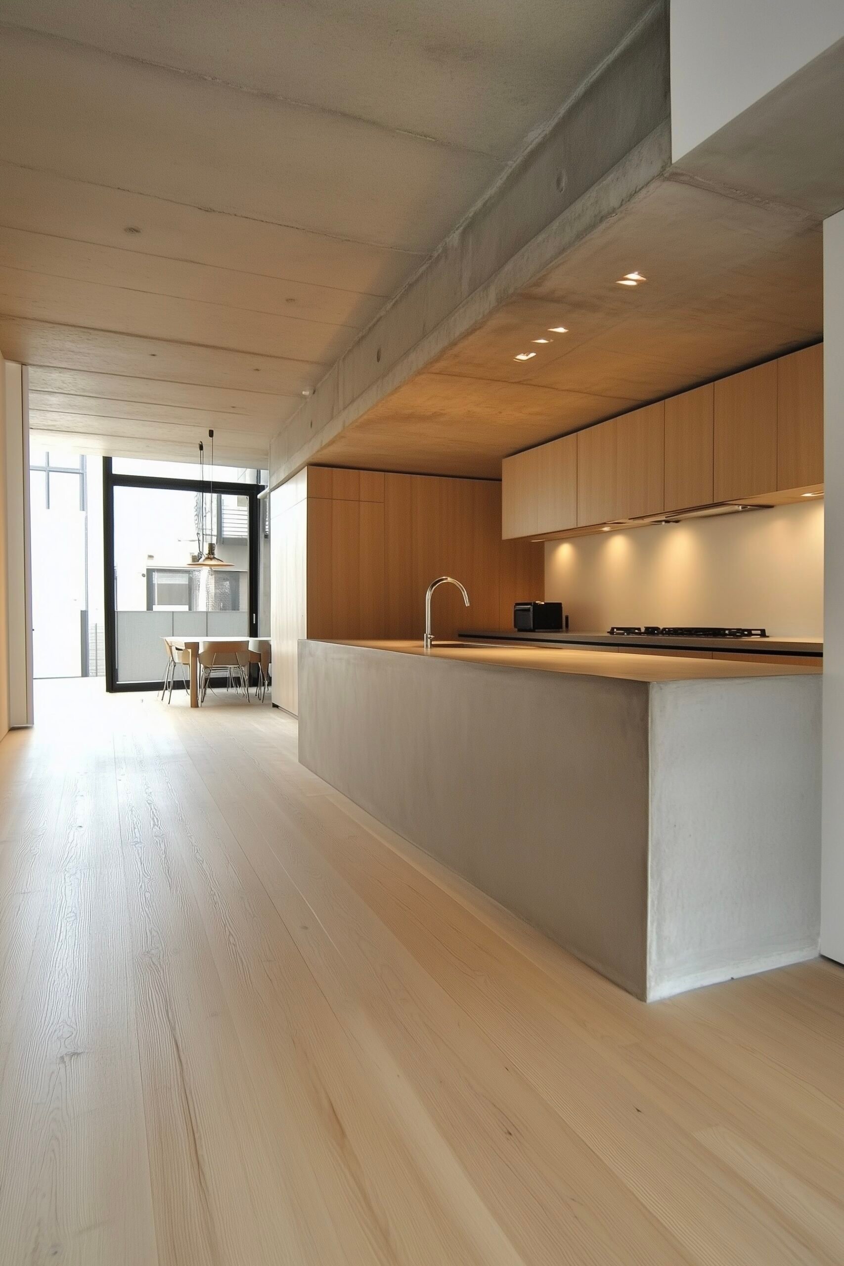 comment aménager cuisine longueur bois loft
