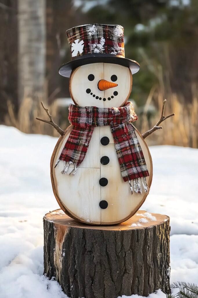 déco Noël écologique bonhomme de neige bois diy