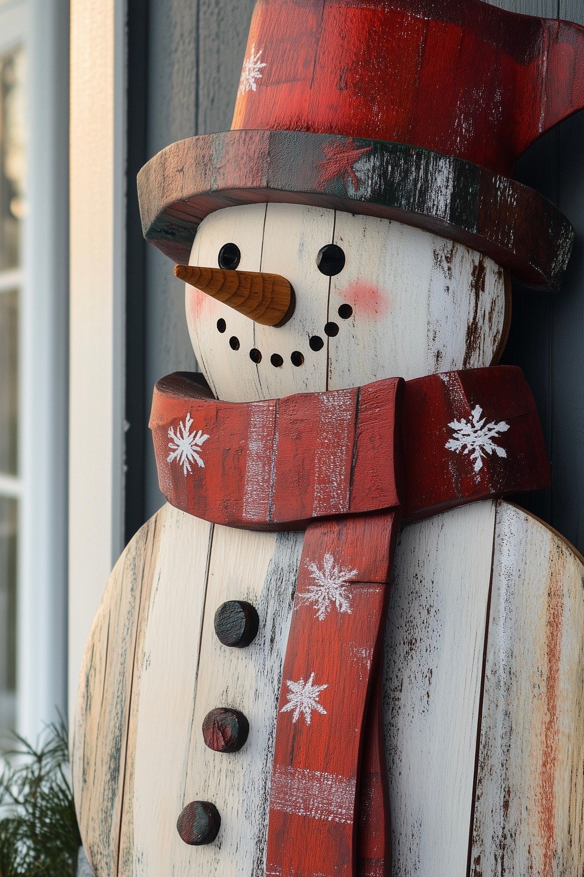 statue en bois extérieur décor Noël