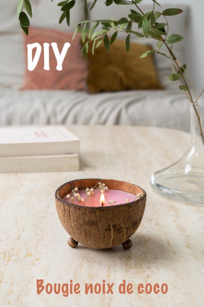 bougie dans noix de coco cadeau parfumé diy