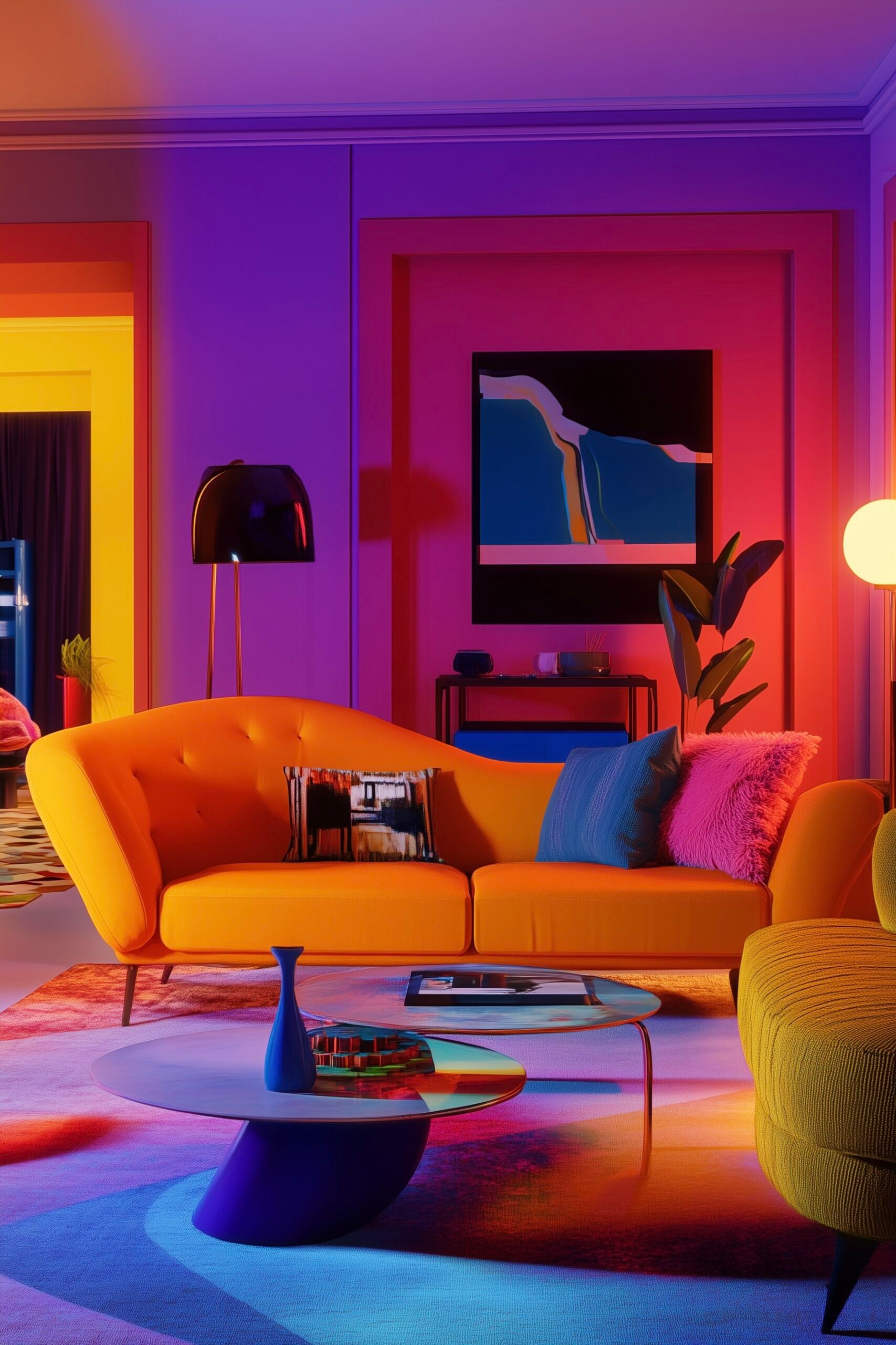 intérieur coloré meuble moderne appartement parisien