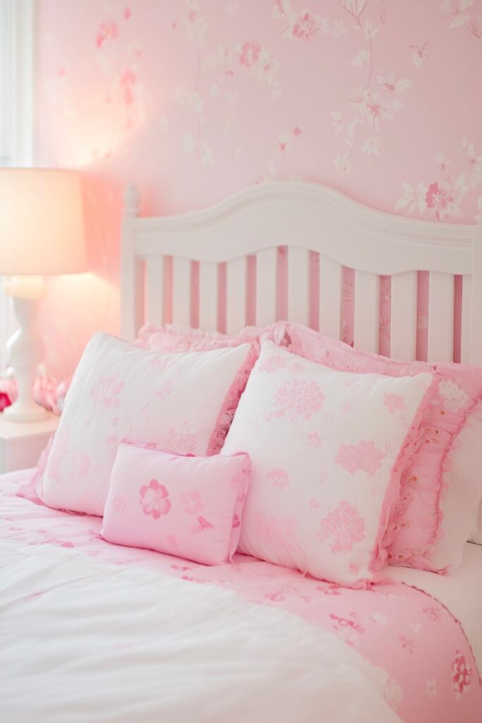 Idée déco chambre kawaii rose papier peint