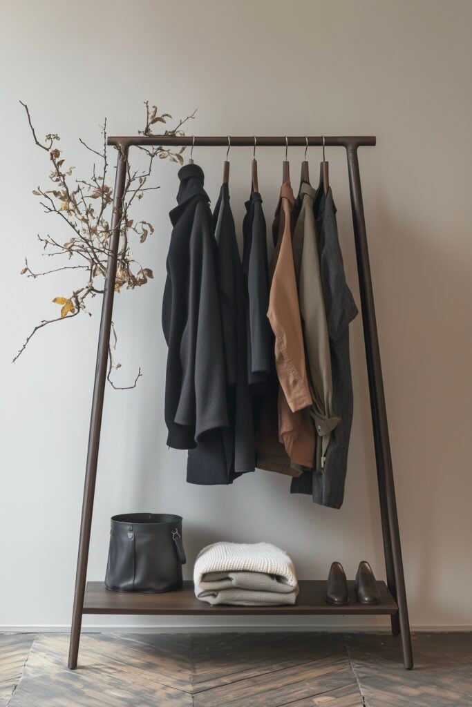 penderie ouverte noyer pour homme bois foncé