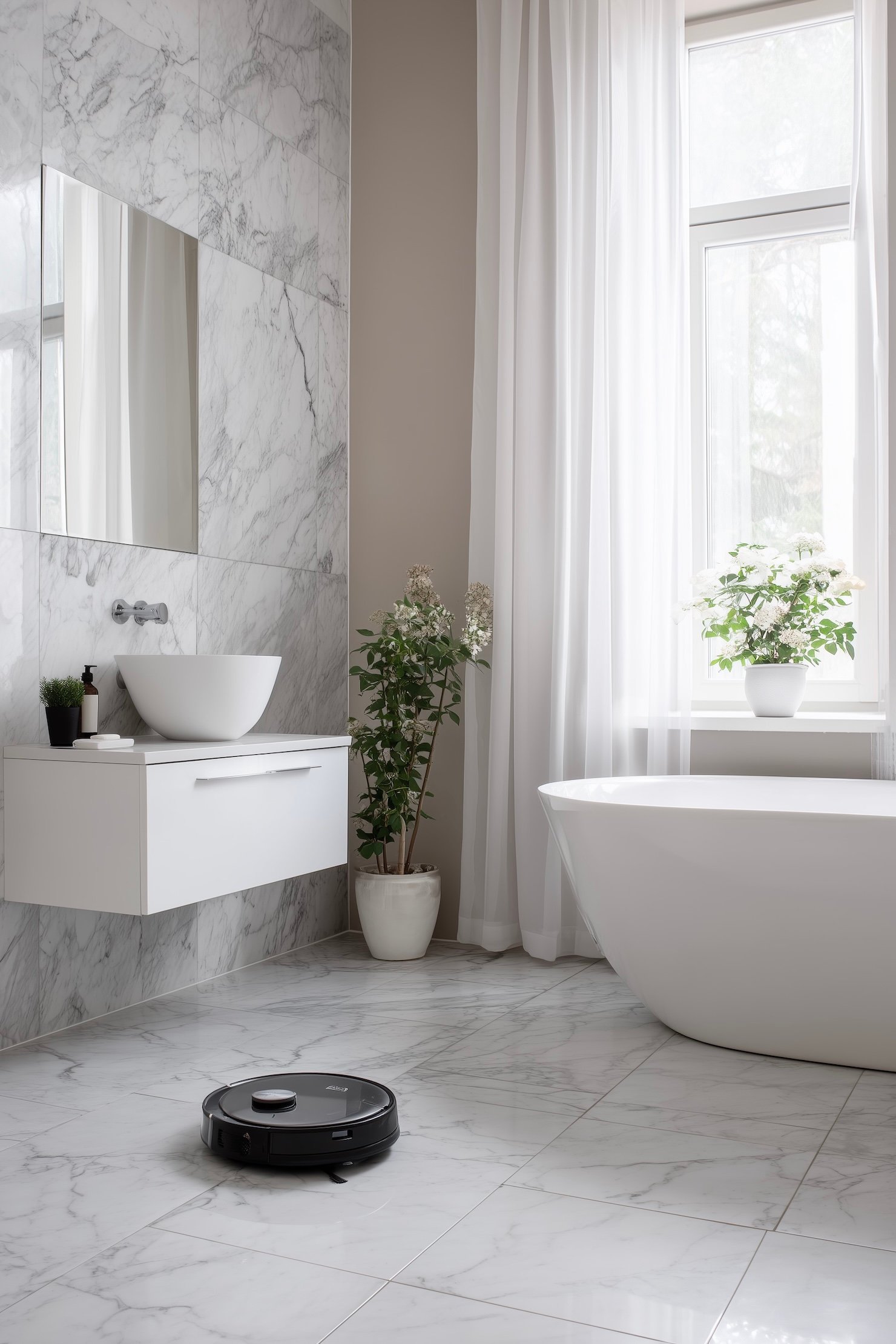 entretien carrelage grès cérame impression marbre salle bains