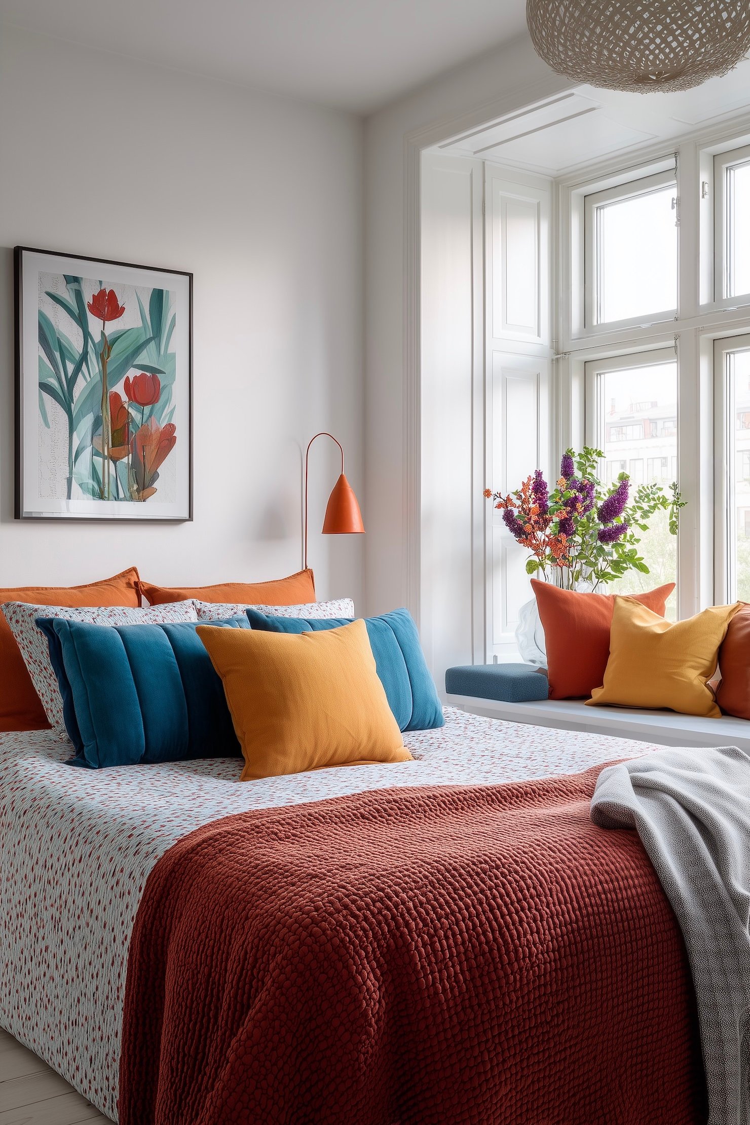 chambre ado colorée couleurs primaire coussins