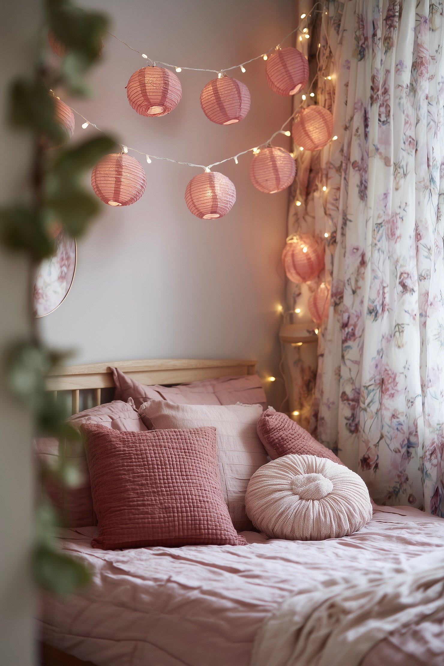 chambre décoration vieux rose romantique floral