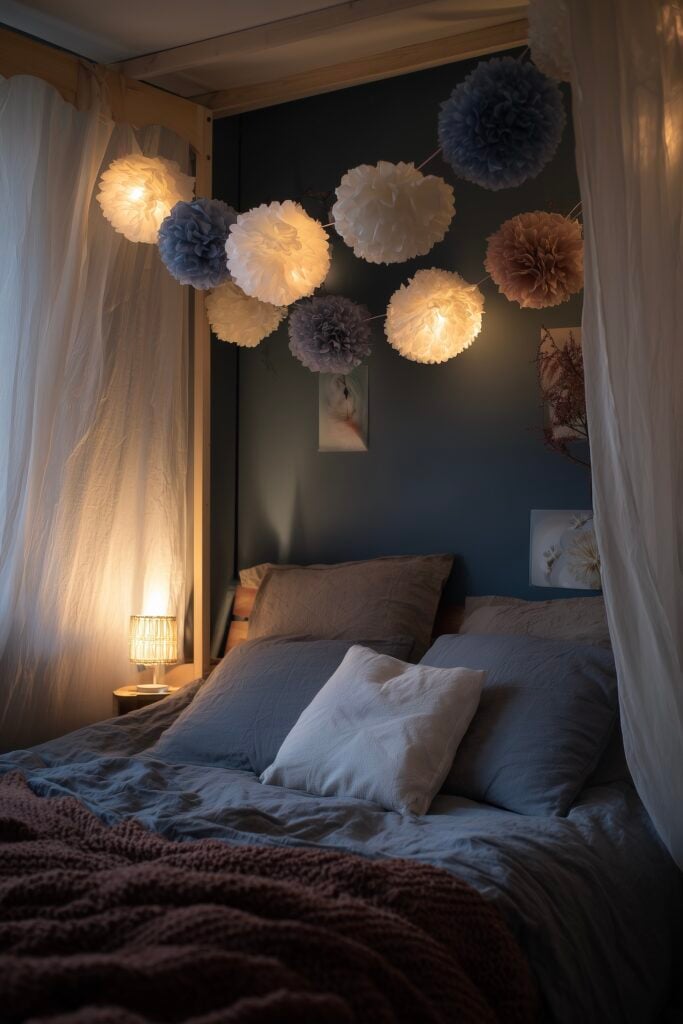 décorer lit baldaquin guirlande guinguette romantique