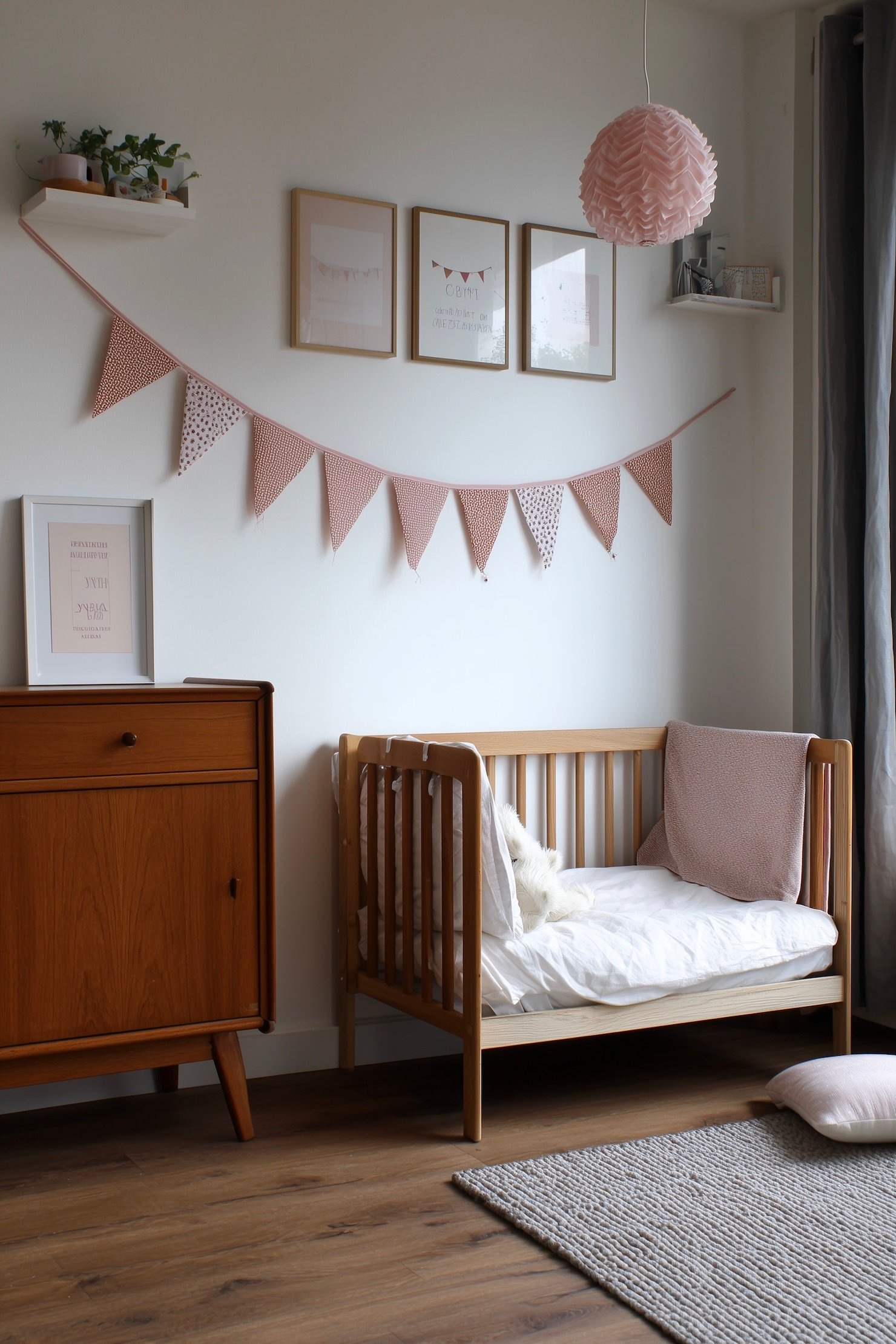 décorer mur chambre bébé bois rose