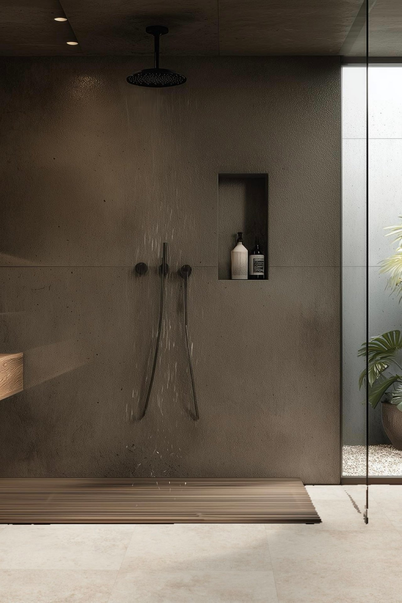 douche italienne sol crédence effet pierre