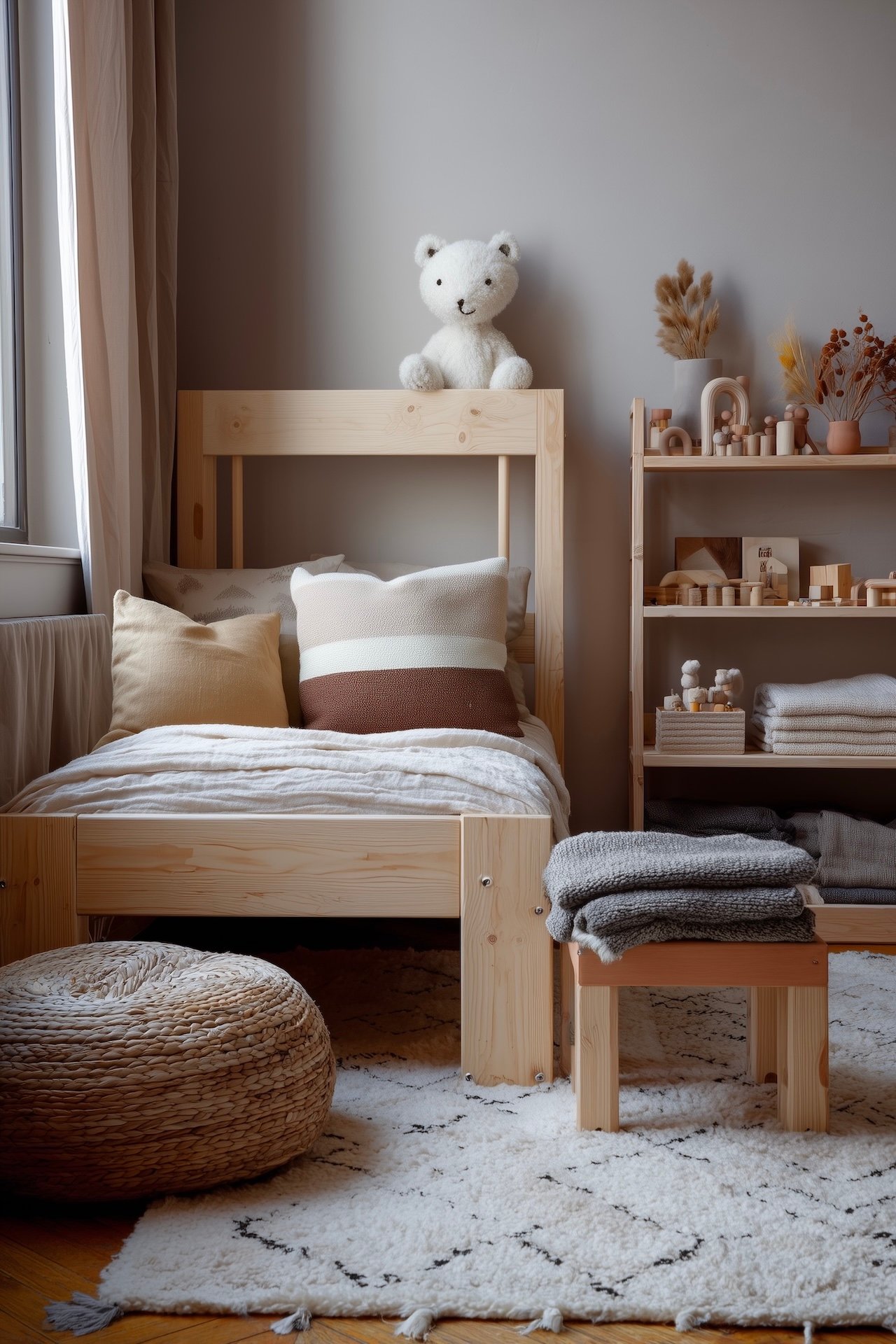 chambre enfant bois brut design naturel